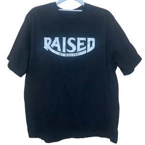 Raised By Wolves‎ Logo Graphic T-Shirt Mens Large Black Excellent Made in Canada